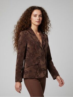 Lana Lee Vintage 90s Tapestry Brocade Floral Blazer Jacket Brown 14